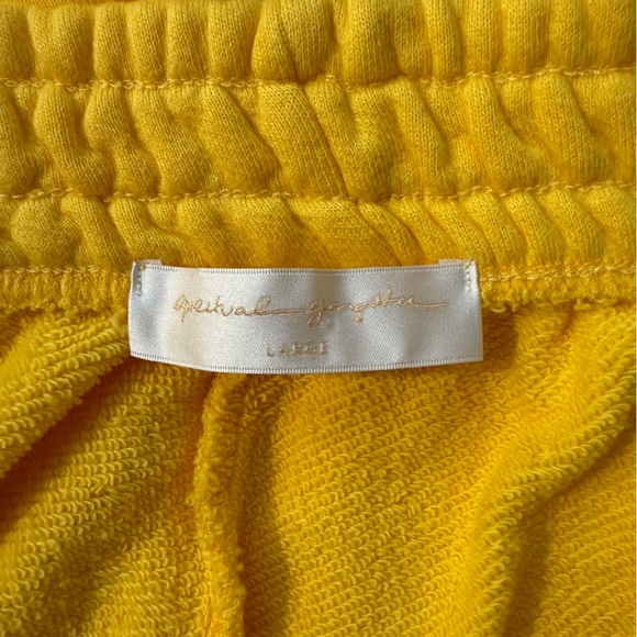 Spiritual Gangster Lemon Yellow cotton terry knit shorts with pockets Large - Picture 4 of 6